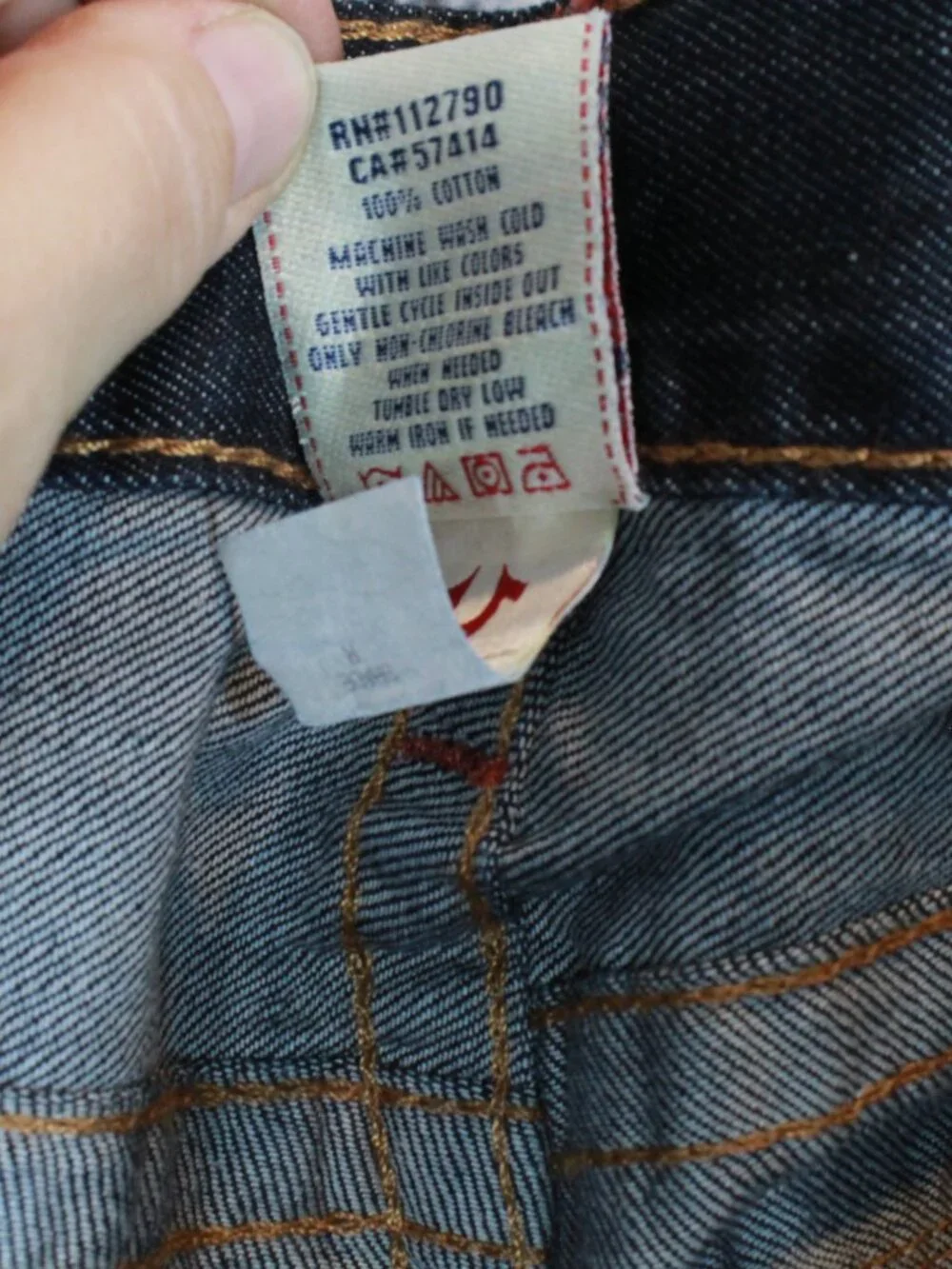 NWT True Religion Straight Leg Flap Jeans Sunset Logo Orange Red Stitch 33